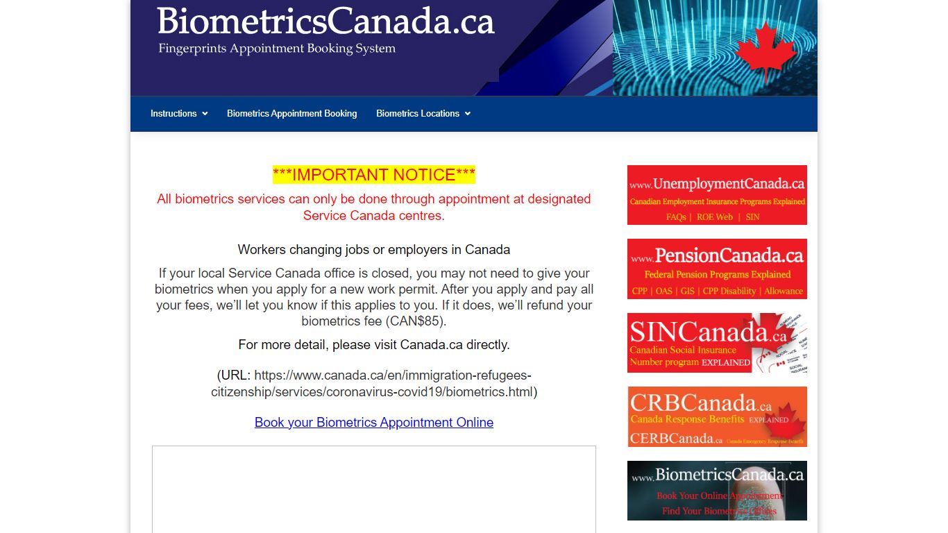 Biometrics Appointment Booking - BiometricsCanada.ca