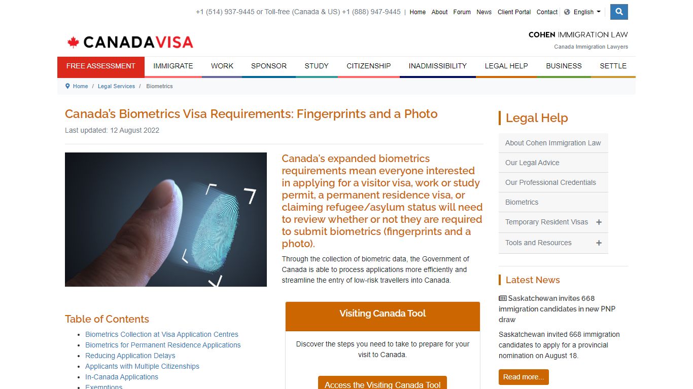 Canada’s Biometrics Visa Requirements: Fingerprints and a Photo