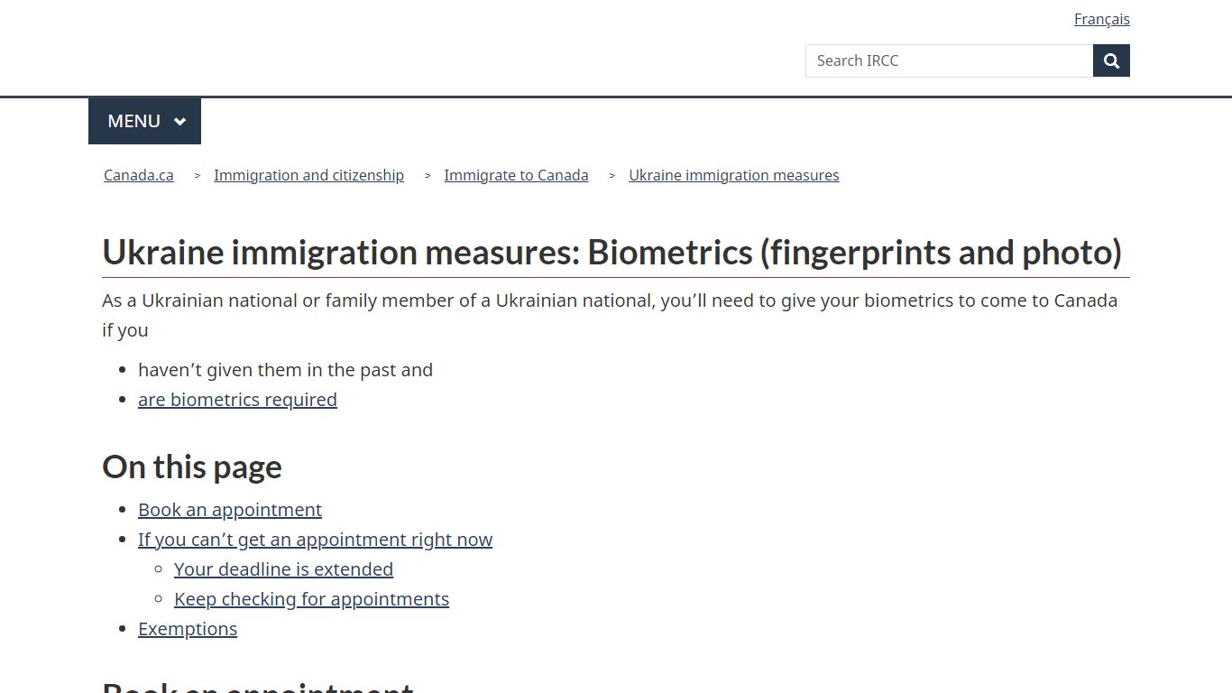 Ukraine immigration measures: Biometrics (fingerprints and photo)